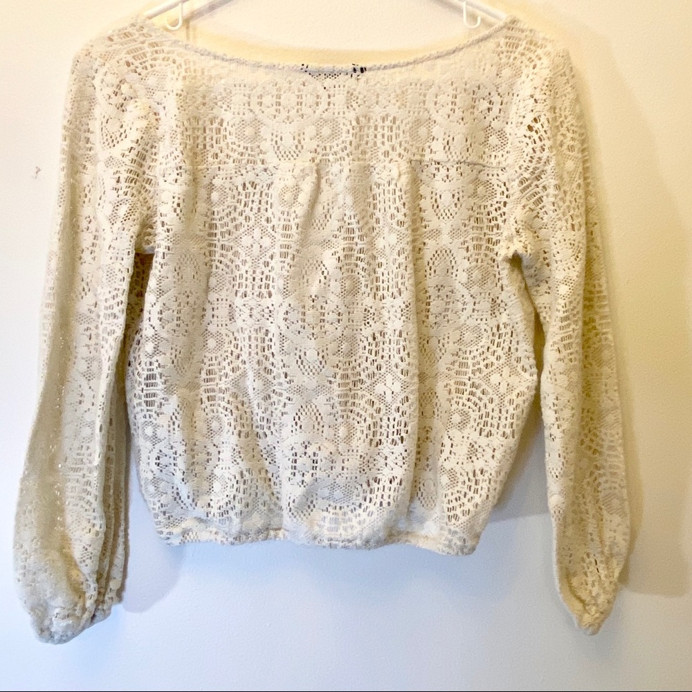 American Eagle Lace Long Sleeve Crop Top Size XS - Picture 8 of 11